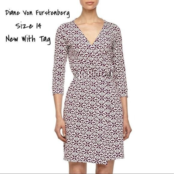 Diane Von Furstenburg Dresses & Skirts - Diane Von Furstenberg Geometric Print Wrap Dress Size 14 - New with Tags